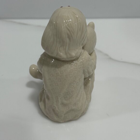 VTG 1994 Lenox China Jewels Teddy's Tired Figurine Girl Hugging Teddy Bear 4" - Picture 7 of 10